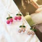 2019 Korea New Cute Little Fresh Love Cherry Earrings Enamel Cherry Long Drop Earrings Women's Jewelry Pendientes Jewelry Gifts