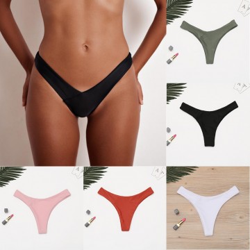 2019 Sexy Bikini Bottoms Brazilian Swimwear Women Briefs Thong Low Waist Swimsuit Bottom Solid Cheeky Bikini Bottom Swim Trunks