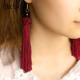 BICUX Bohemian Long Tassel Drop Earrings for Women Fashion Boho Fringe Dangle boucle d'oreille Femme Women Earring 2019 Jewelry