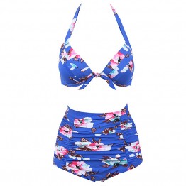 Biseafairy 2019 Retro Bikinis High Waist Swimsuit Push Up Swimwear Women Plus Size Bathing Suits Printed Floral Bikini Set