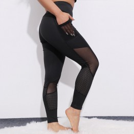 Heart-shaped Pocket Patchwork Mesh Leggings Women Sexy Workout Activewear Push Up Pants Elastic High Waist Fitness Fashion New