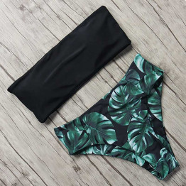 MOSHENGQI Sexy Floral Bikini Set 2019 Swimsuit Mujer High Waist Bathing Suit Black Swimwear Women Push-Up Leaf Brazilian Biquini