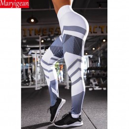 Maryigean 2019 New Activewear High Waist Fitness Leggings Women Pants Fashion Patchwork Workout Legging Stretch Slim Sportswear