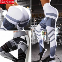 Maryigean 2019 New Activewear High Waist Fitness Leggings Women Pants Fashion Patchwork Workout Legging Stretch Slim Sportswear
