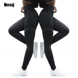 Nessaj Women Pants Fashion Patchwork Workout Legging Stretch Slim Sportswear Jeggings Activewear High Waist Fitness Leggings