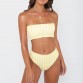 PLAVKY 2019 Retro Sexy Yellow Striped Strapless Bandeau Biquini Cut High Waist Swim Bathing Suit Swimsuit Swimwear Women Bikini