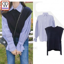 Preppy Style Girls Design Tops Women Fashion Long Sleeve Autumn Outerwear Blouses Shirts Casual Stripped Vintage Button Shirts