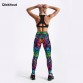 Qickitout Summer New Arriaval Color Feathers 3D Printed Women Sexy Fitness Activewear Elastic Mid Waist Trousers Drop Shipping