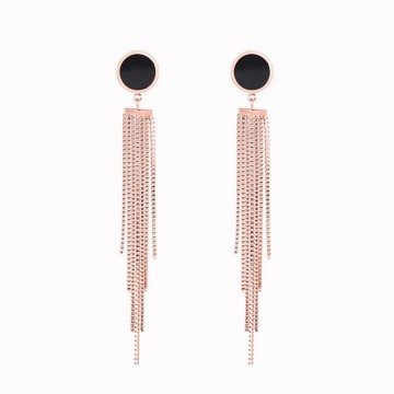 Rose Gold Tassel Earrings Female Fashion Jewelry Stainless Steel Women's Earrings Hanging