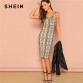 SHEIN Multicolor Sexy Party Backless Leopard Print Cami Sleeveless Pencil Skinny Club Dress Autumn Night Out Women Dresses