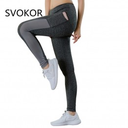 SVOKOR Pocket High Waist Leggings Women Workout Mesh Fitness Trouser Female Leggins Push Up Activewear Pants Trousers 6 Color