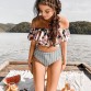 Sexy High Waist Bikinis 2019 New Print Swimwear Women Swimsuit Shoulder Ruffle Bathing Suits Beach Wear Push Up Biquini Female
