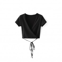 Summer Sexy V-neck knitted top tees Women black short sleeve bustier crop top Party white tops tank slim female camisole