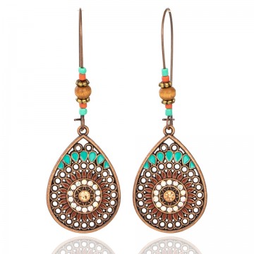 Vintage Boho India Ethnic Water Drip Hanging Dangle Drop Earrings for Women Female 2018 New Wedding Party Jewelry Accessories