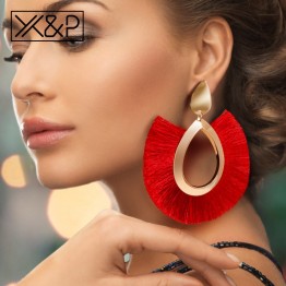 X&P Bohemian Big Tassel Drop Earrings For Women Lady Female Fringe Handmade Brincos Statement Fashion Woman Earring 2018 Jewelry