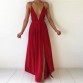 Yissang 2017 high split maxi dress chiffon solid sexy evening party clubwear spaghetti strap dresses blue red pink white32741389654