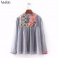 women vintage Boho embroidery jacket vintage loose retro pleated coat long sleeve color fur balls casual outwear tops CT120632667332652