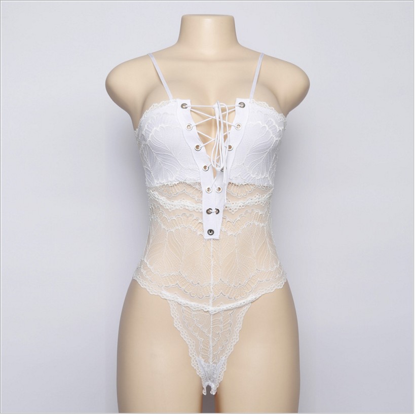 Hot-Erotic-Sexy-Lingerie-Pajamas-Open-Crotch-Teddy-For-Women-Lace-Porno-Babydoll-Bandage-Tie-Bustier-32938640346